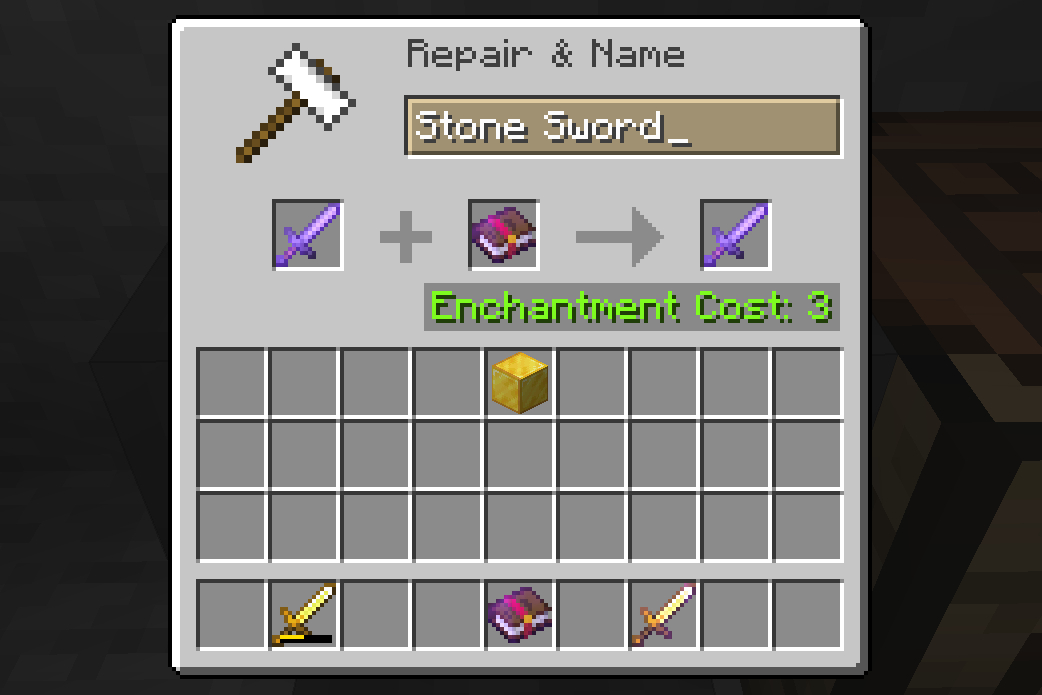 Minecraft Anvil Enchant Enchanted Sword