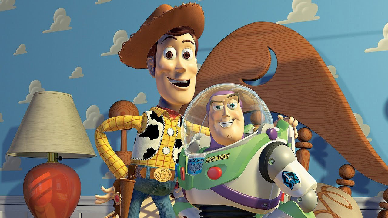 Buzz and Woody in Toy Story.