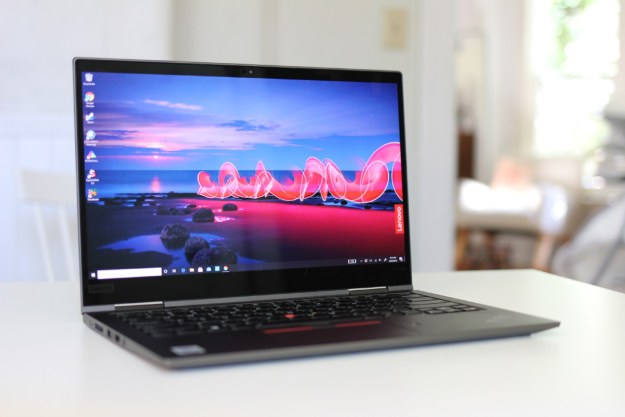 The fifth-generation Lenovo ThinkPad X1 Yoga in laptop form.