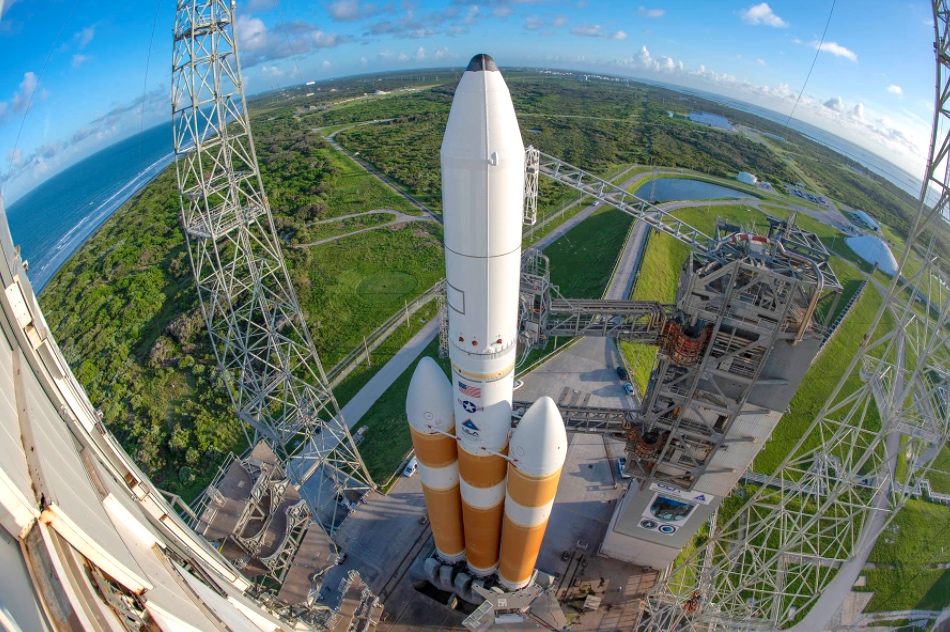 ULA's Delta IV Heavy on the launchpad.