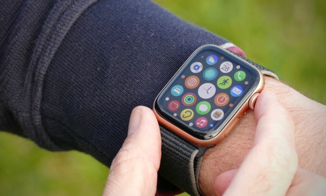 The screen of the Apple Watch SE showing its apps.