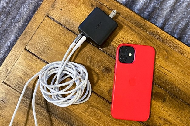 iPhone 12 Mini with charger