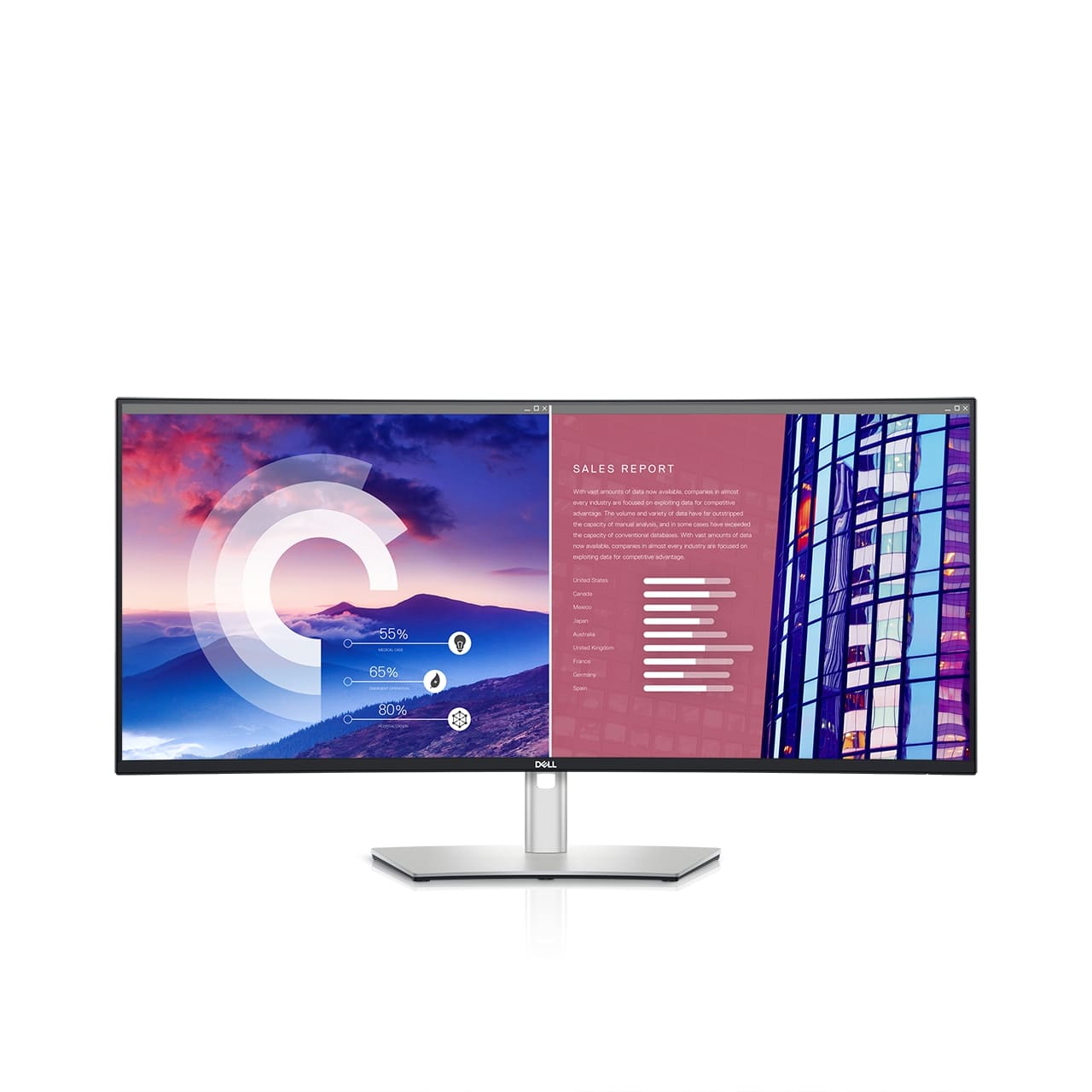 dell refreshes ultrasharp monitors ces 2021 38 curved usb c hub monitor front