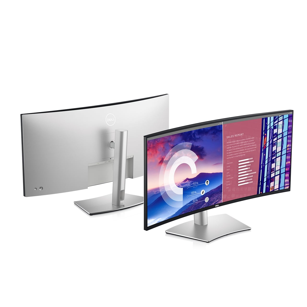 dell refreshes ultrasharp monitors ces 2021 38 curved usb c hub monitor front back