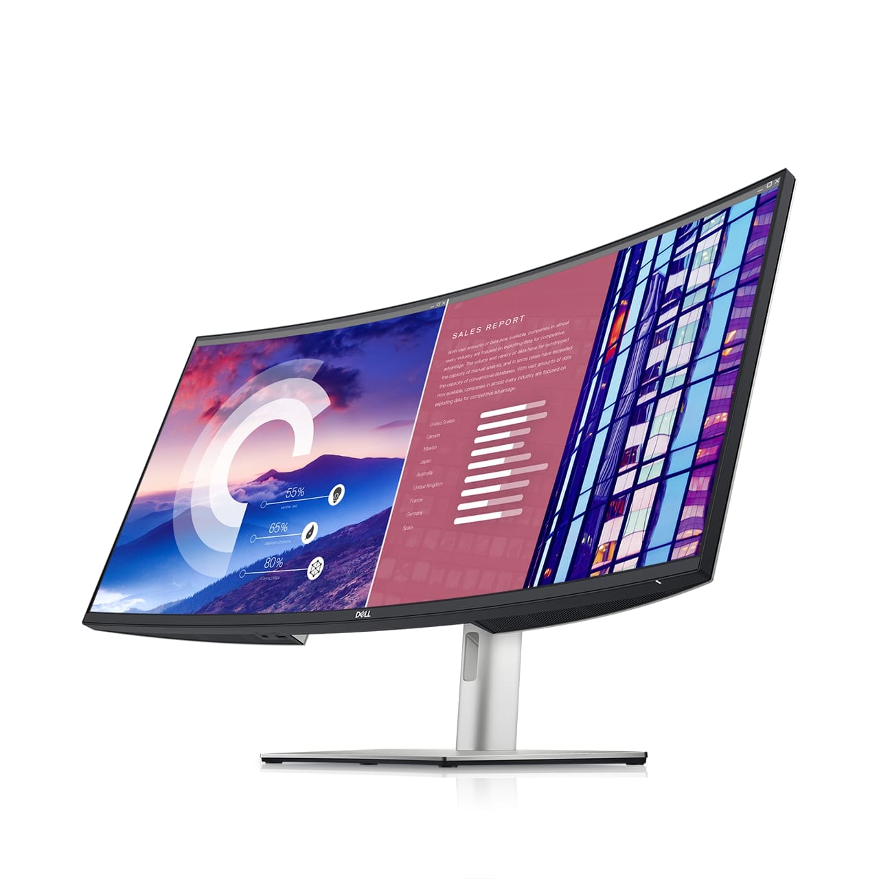 dell refreshes ultrasharp monitors ces 2021 38 curved usb c hub monitor front bottom angle