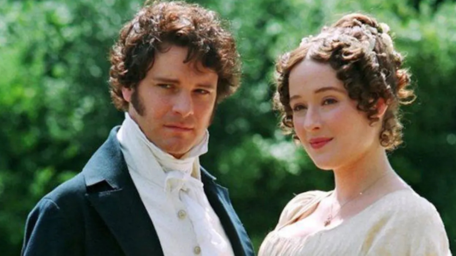 Darcy & Elizabeth stand next to each other in Pride & Prejudice.