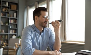 man speaking into phone