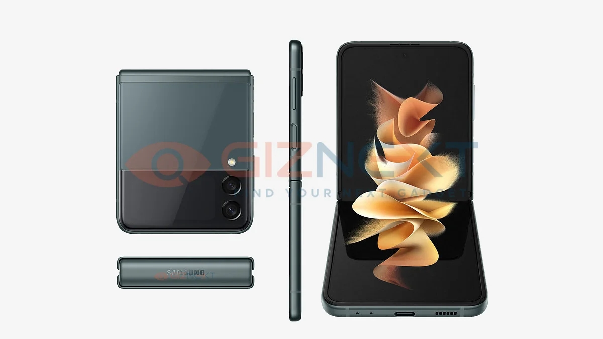 A leaked render of the Galaxy Z Flip 3 5G.