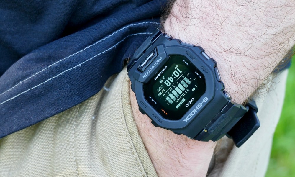 Casio G-Shock GBD-200 on the wrist, with hand in a pocket.