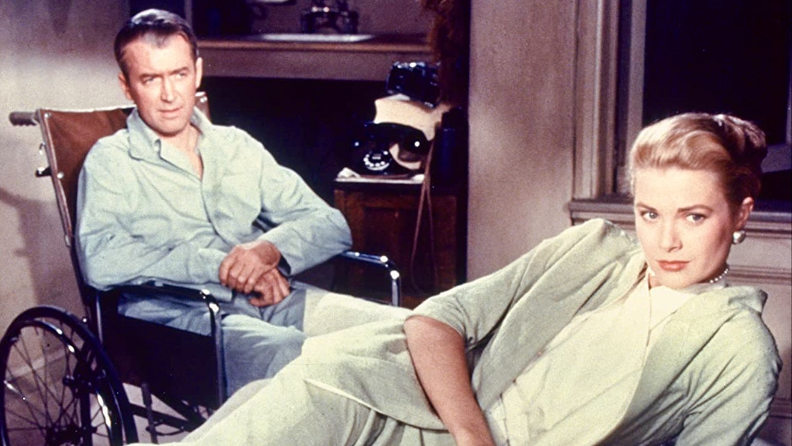 James Stewart and Grace Kelly in Rear Window.