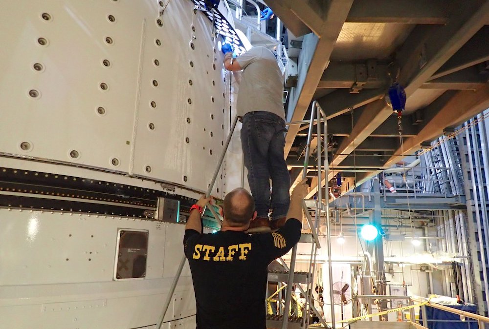 Engineers working on Boeing's Starliner spacecraft.