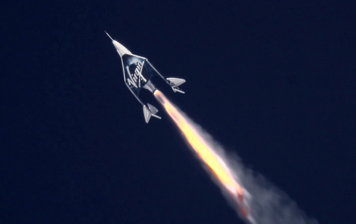 Virgin Galactic's space plane heading to the edge of space.