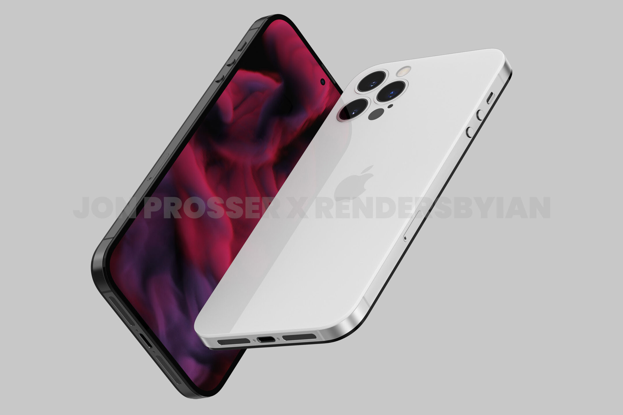 White iPhone 14 render.