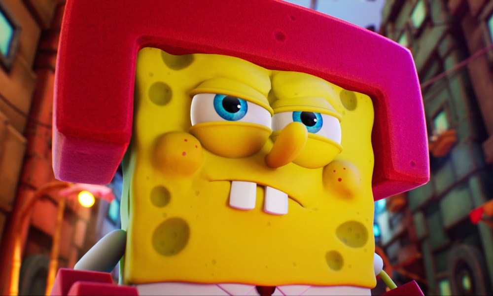 Spongebob Squarepants in his karate outfit.