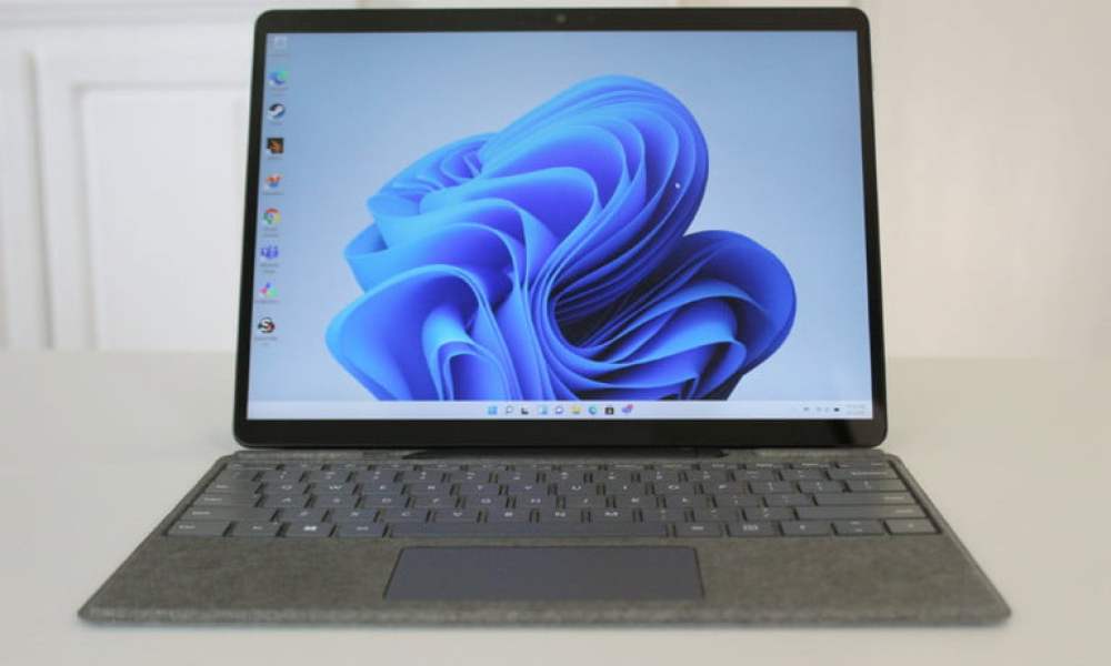 Surface Pro 8 front view showing display and keyboard.