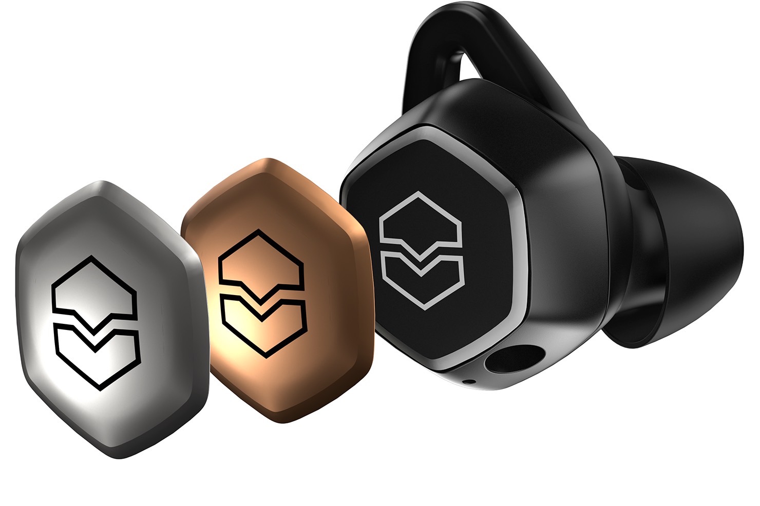 V-Moda Hexamove Pro true wireless earbuds.