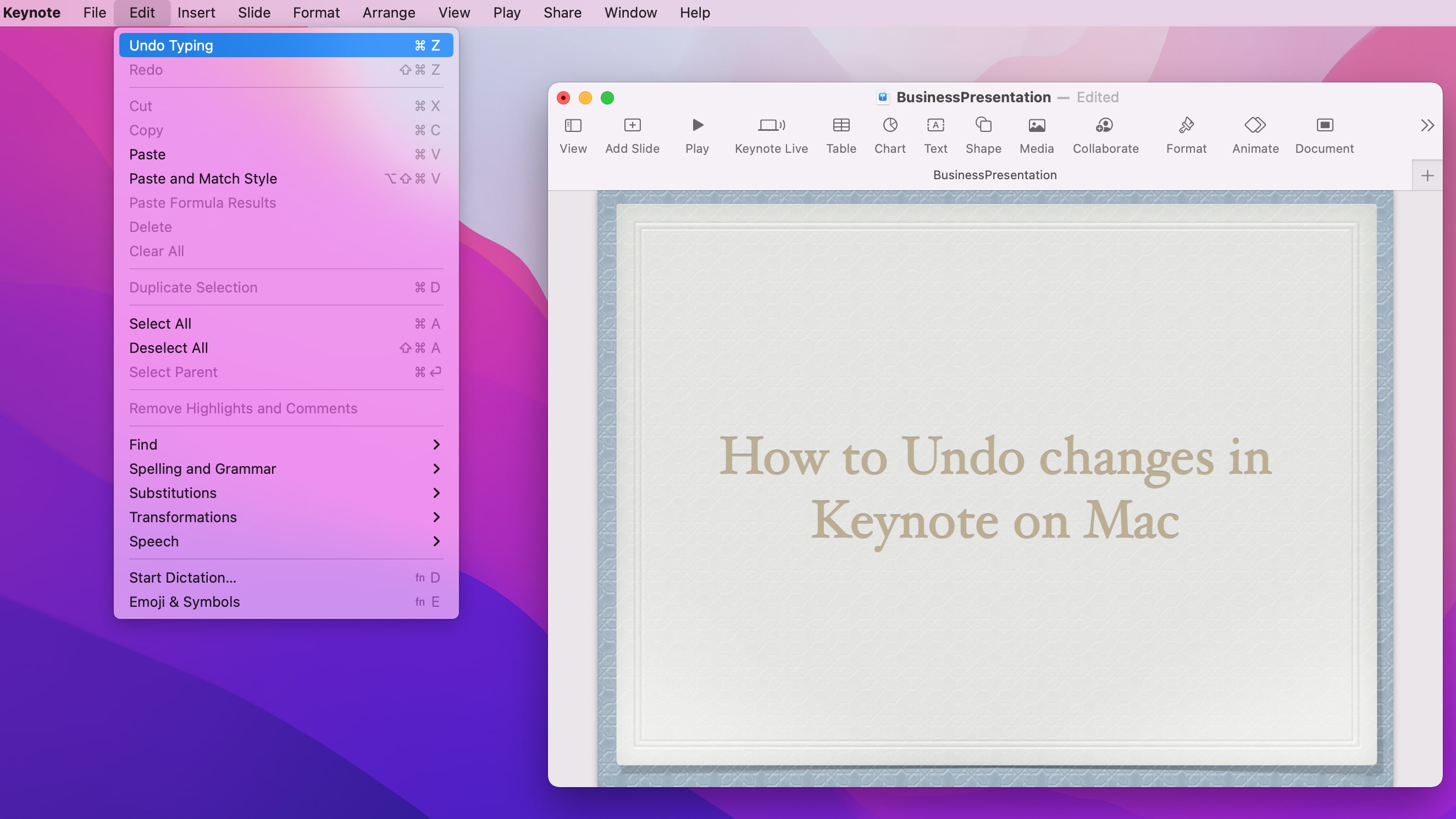 how to undo in keynote on mac featured changes