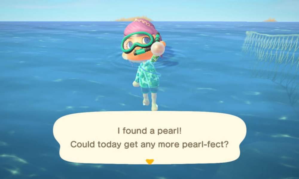 Diving in Animal Crossing: New Horizons.