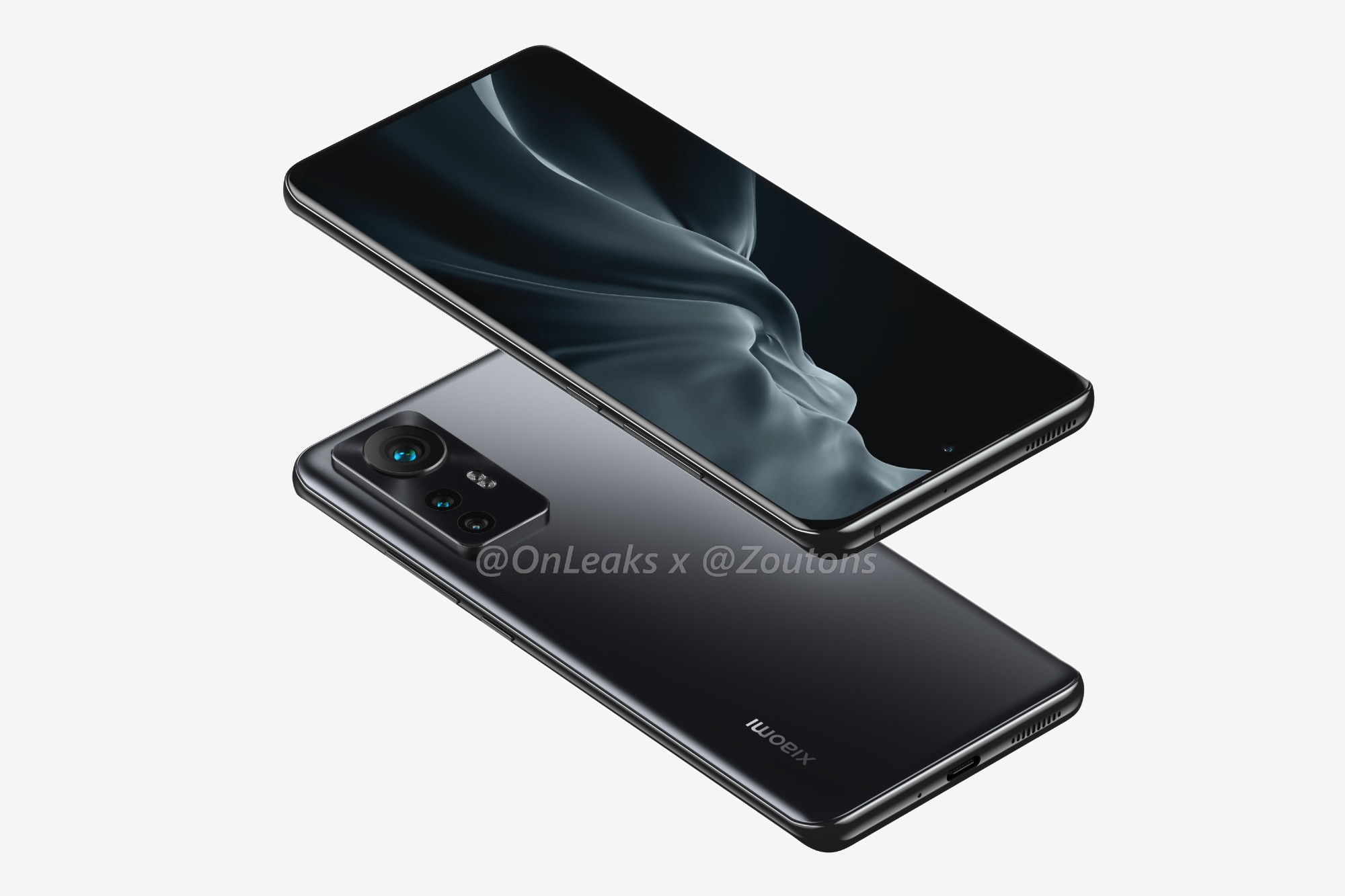 First renders of the Xiaomi 12 smartphone showing the front and rear panels.