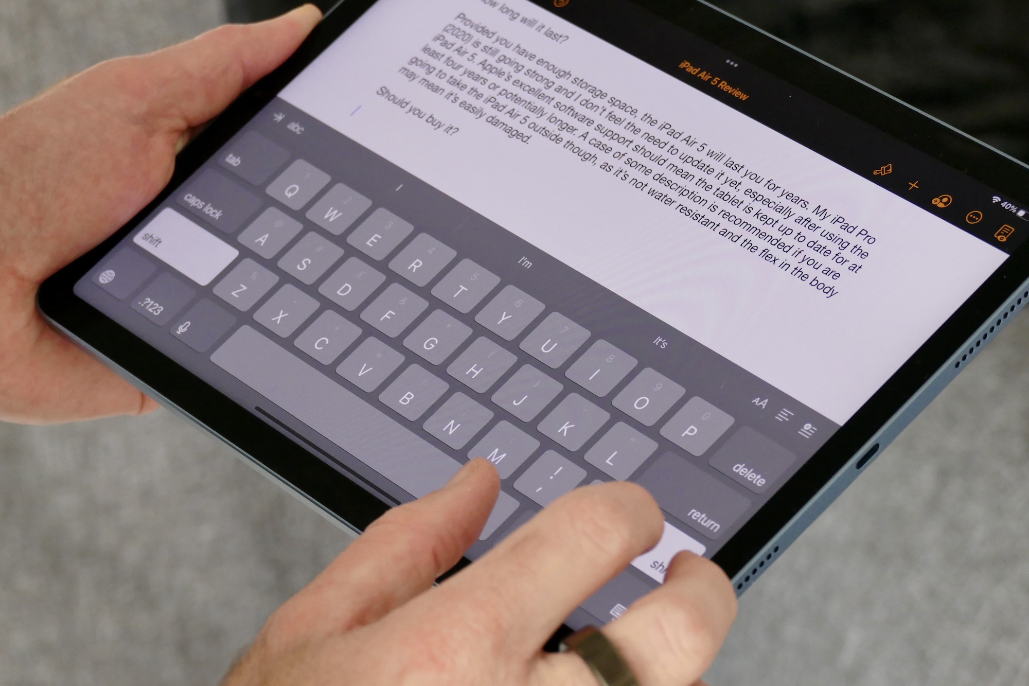 iPad Air 5 landscape keyboard.