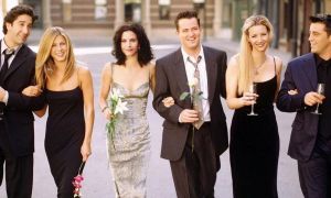 The cast of Friends in formal clothes.