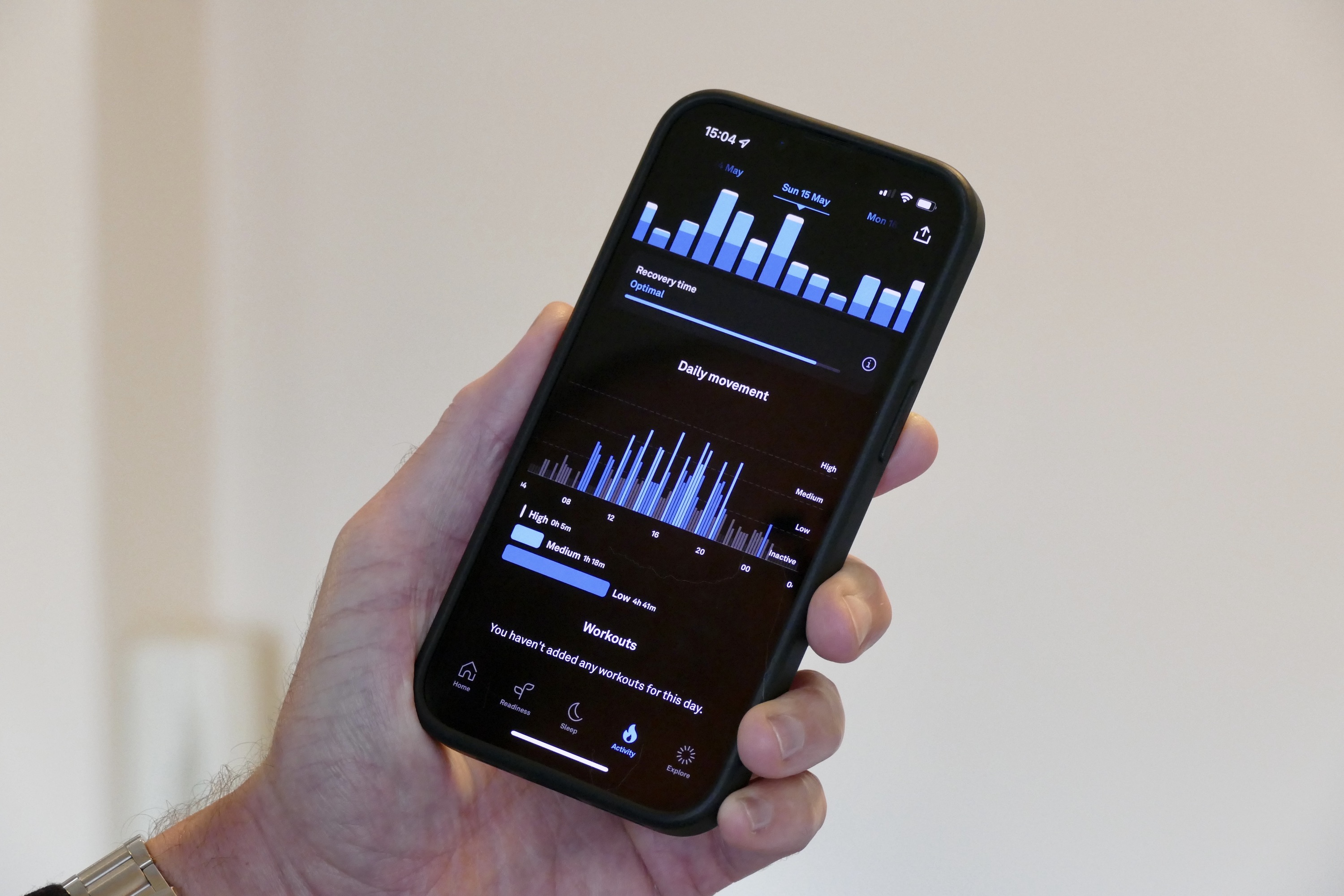 The Oura Ring app showing daily movement data.