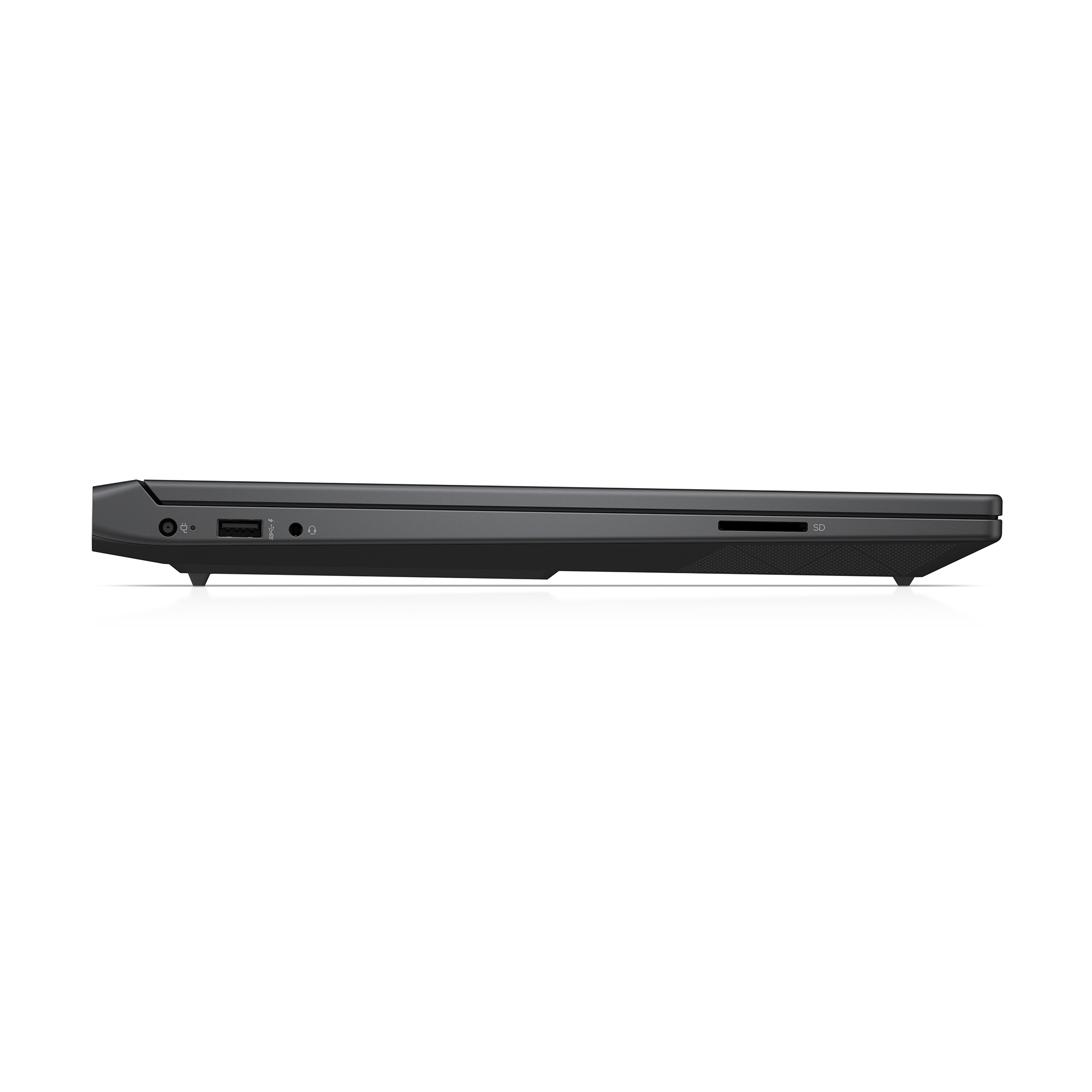 HP Victus 15 gaming laptop side profile closed.