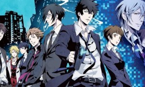 The main cast of Psycho-Pass in season 1 key art.