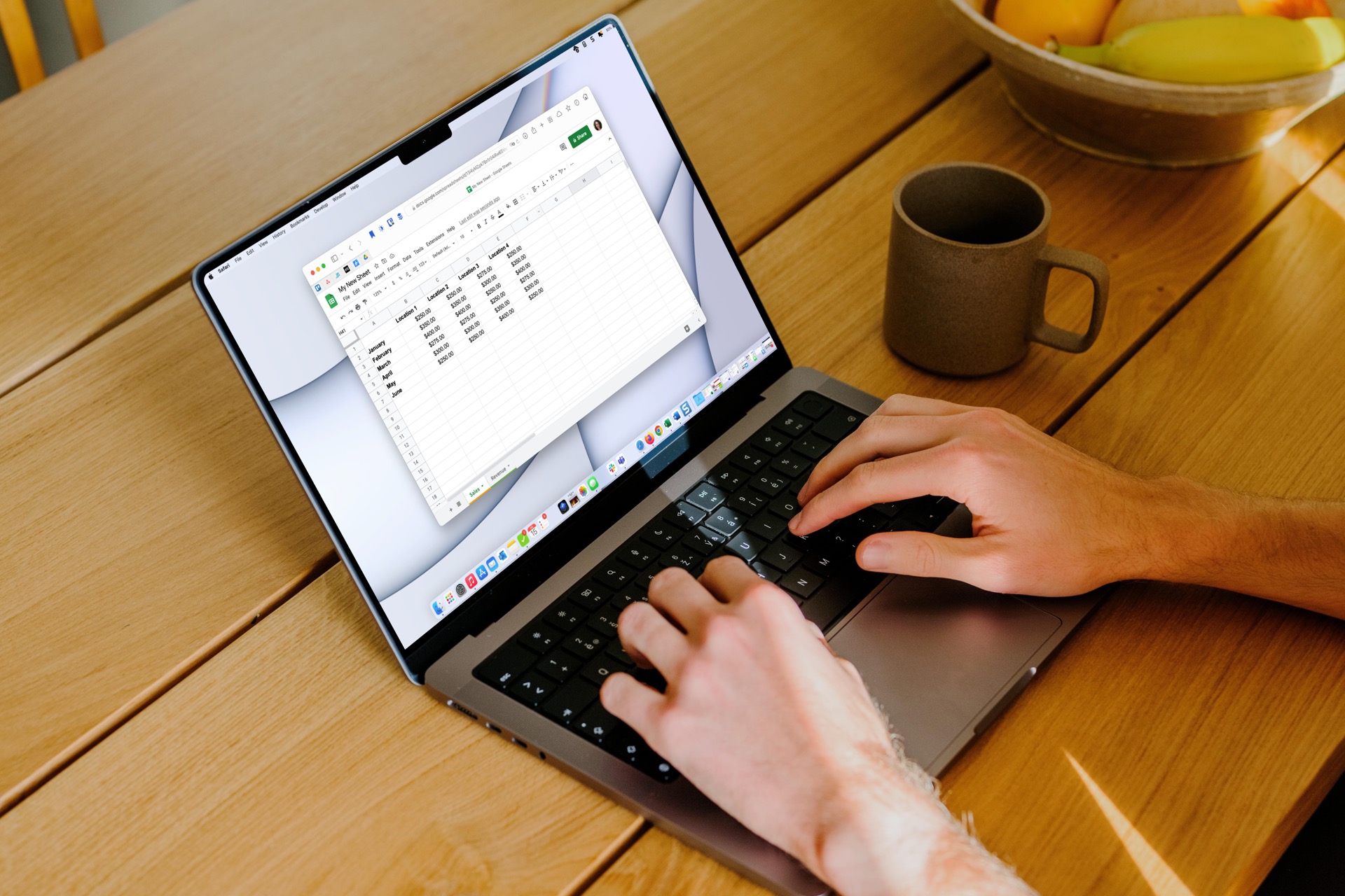 how to use google sheets macbook table typing