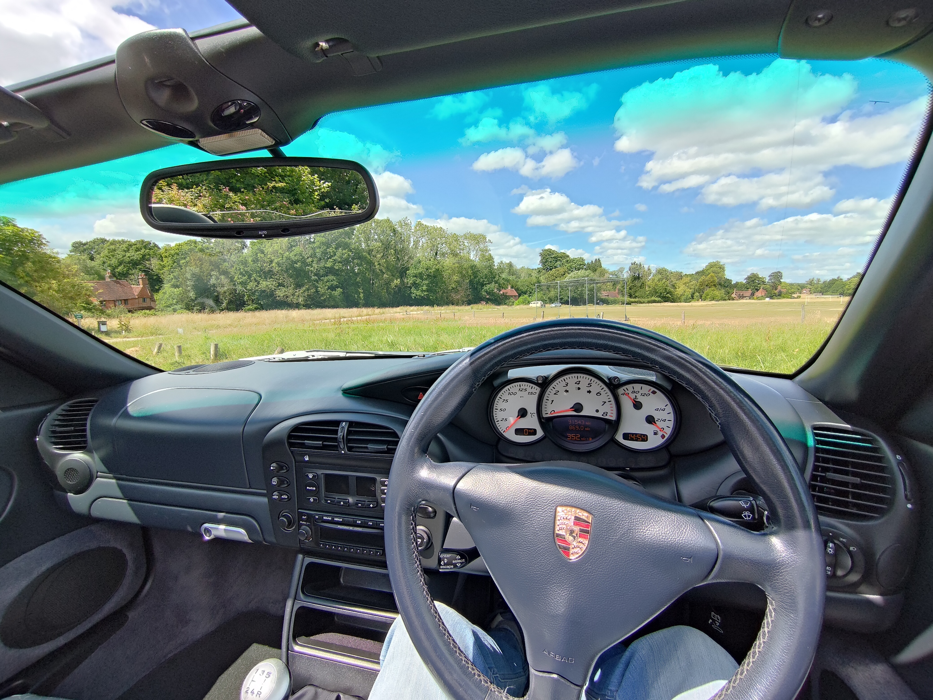 Asus ROG Phone 6 Pro wide-angle photo of a car interior.