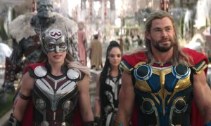 Jane as Mighty Thor with Thor in "Thor: Love and Thunder."