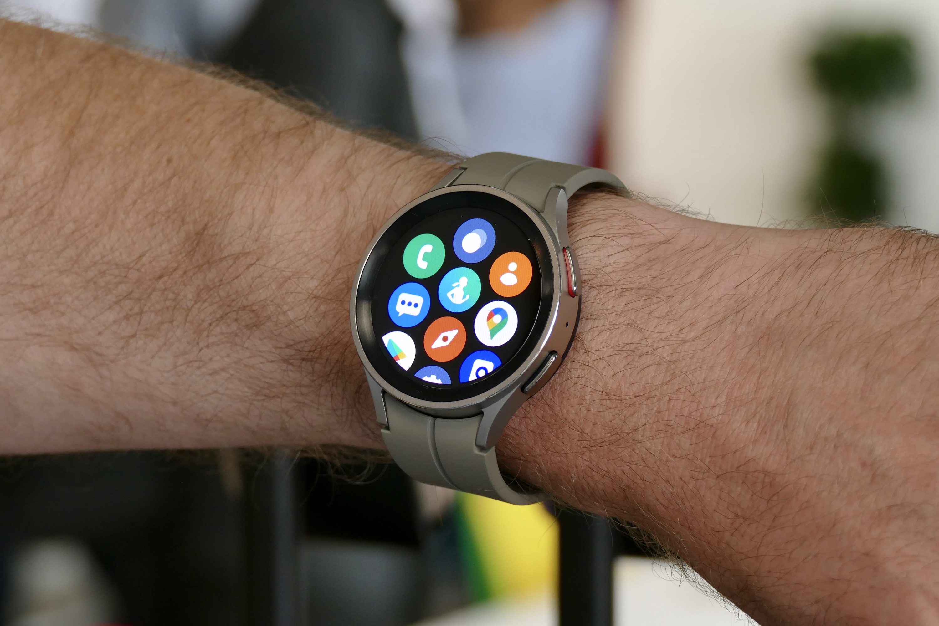 Samsung Galaxy Watch 5 Pro worn on a mans wrist.