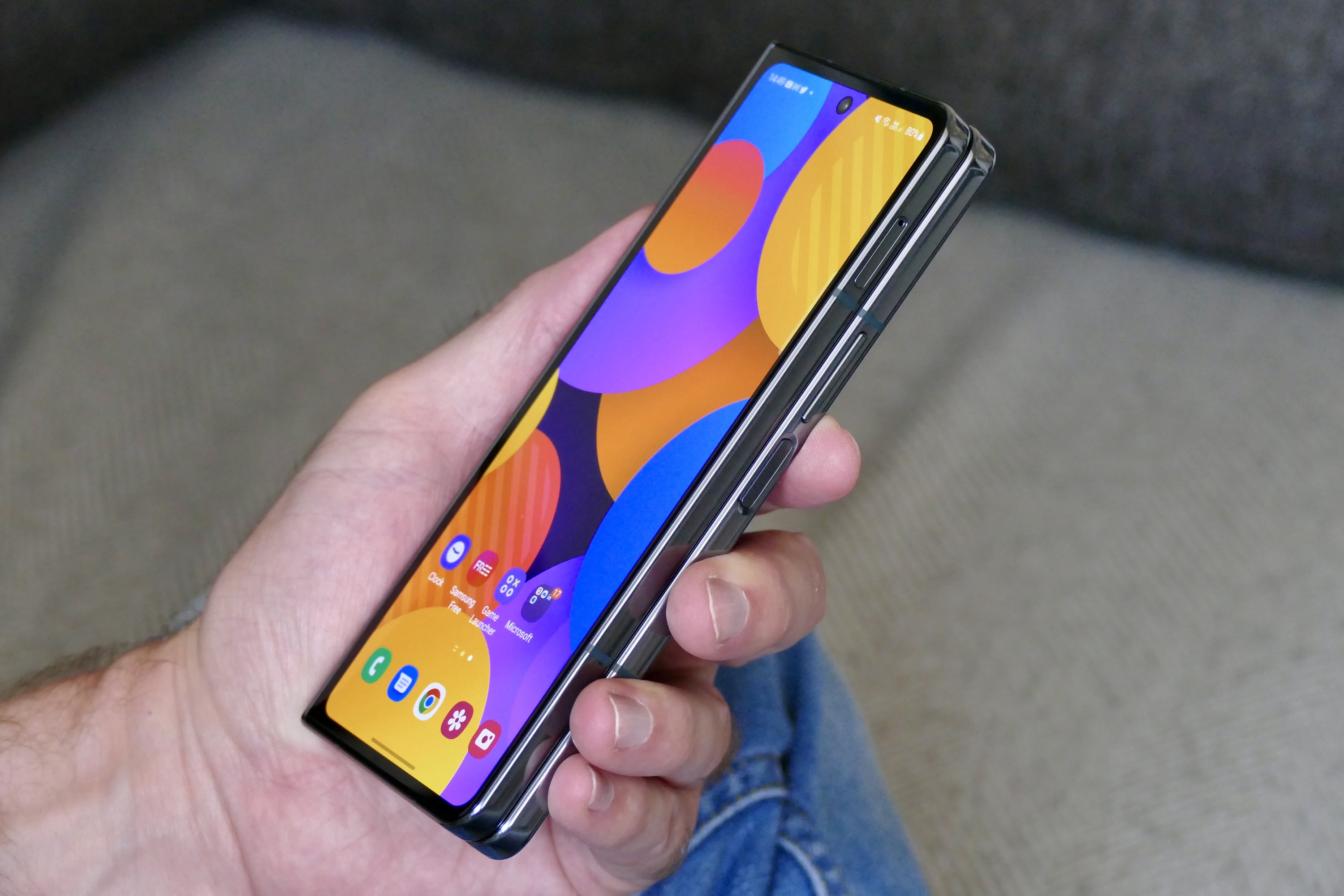 Holding the closed Galaxy Z Fold 4.