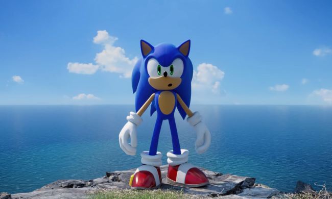 Sonic looks surprised in a Sonic Frontiers trailer.