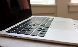 The keyboard and trackpad of the MacBook Air.