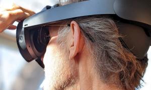 From a side view, you can see how glasses can be worn along with a Quest Pro.