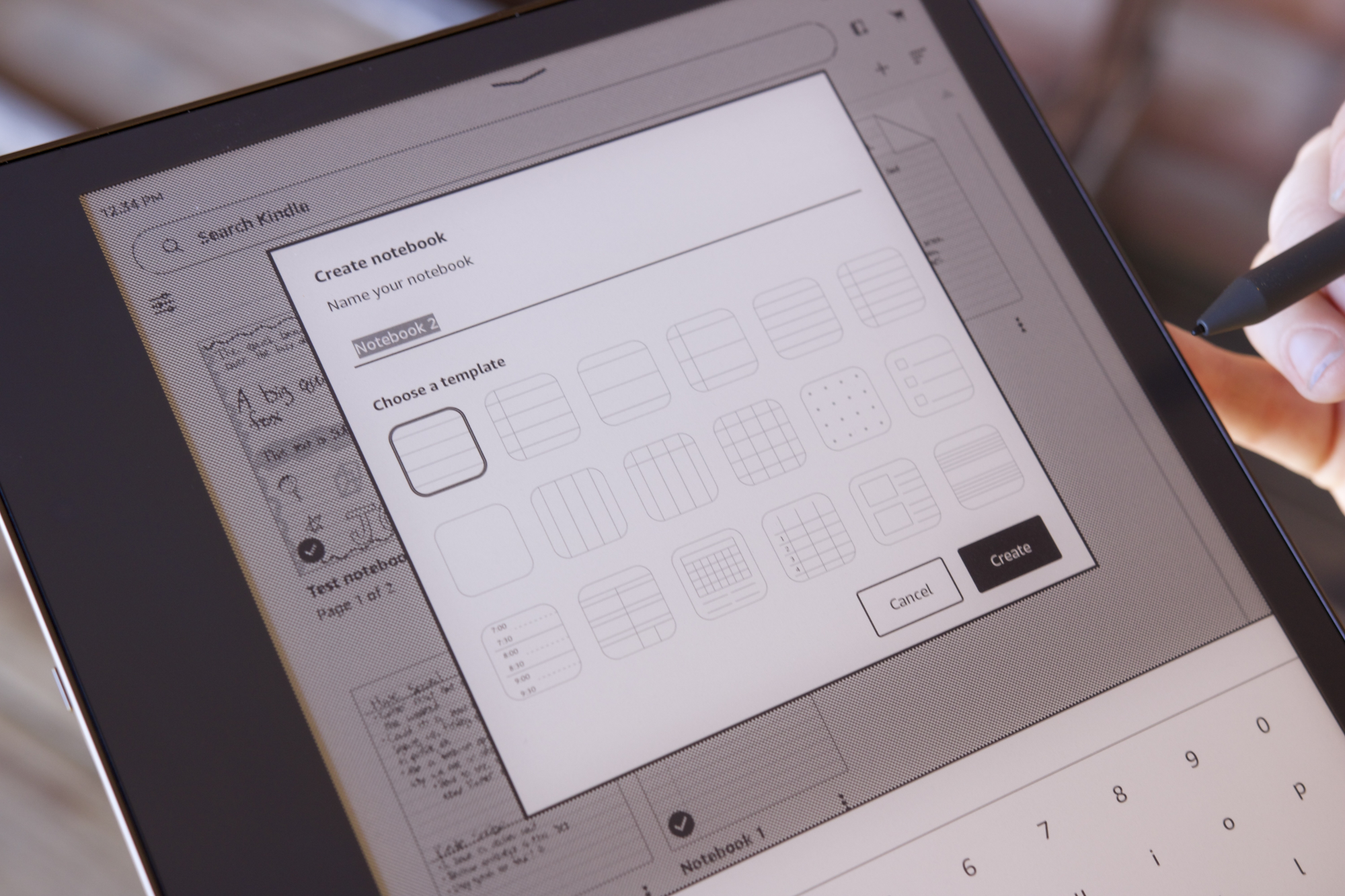 Page format options on the Amazon Kindle Scribe.