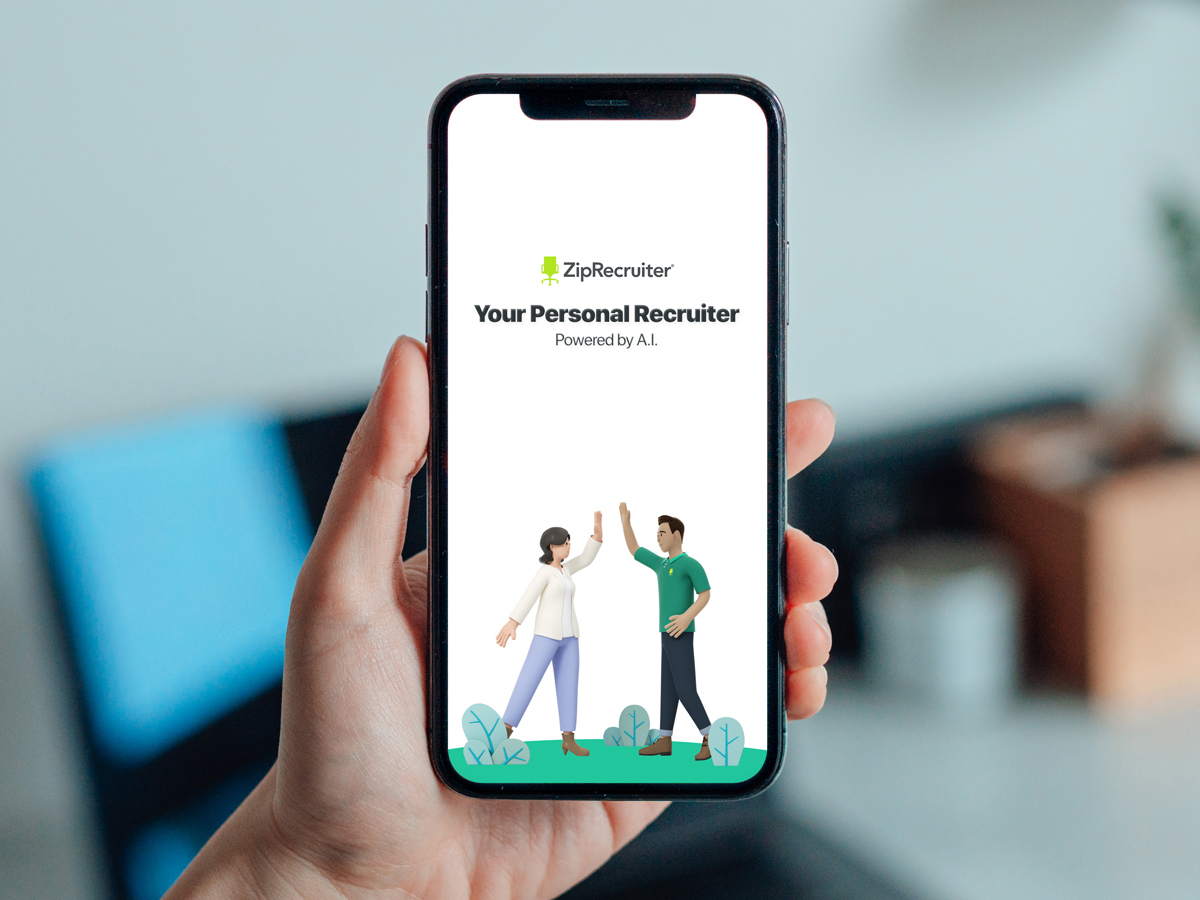 The ZipRecruiter app on a mobile device.