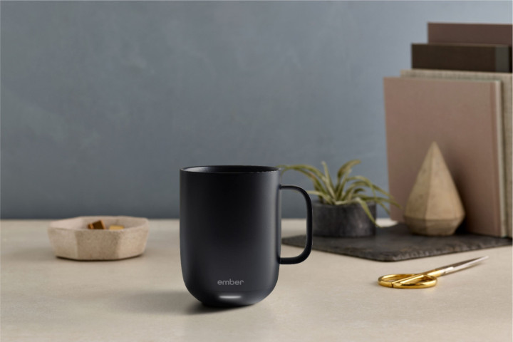 A black Ember Smart Mug 2 on a countertop.