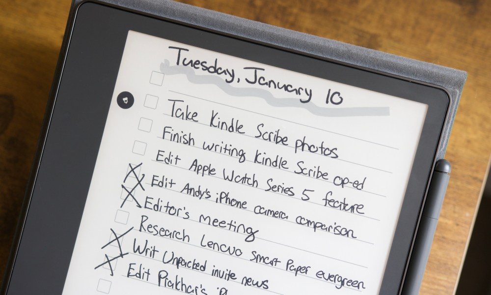 A to-do list written on the Amazon Kindle Scribe.