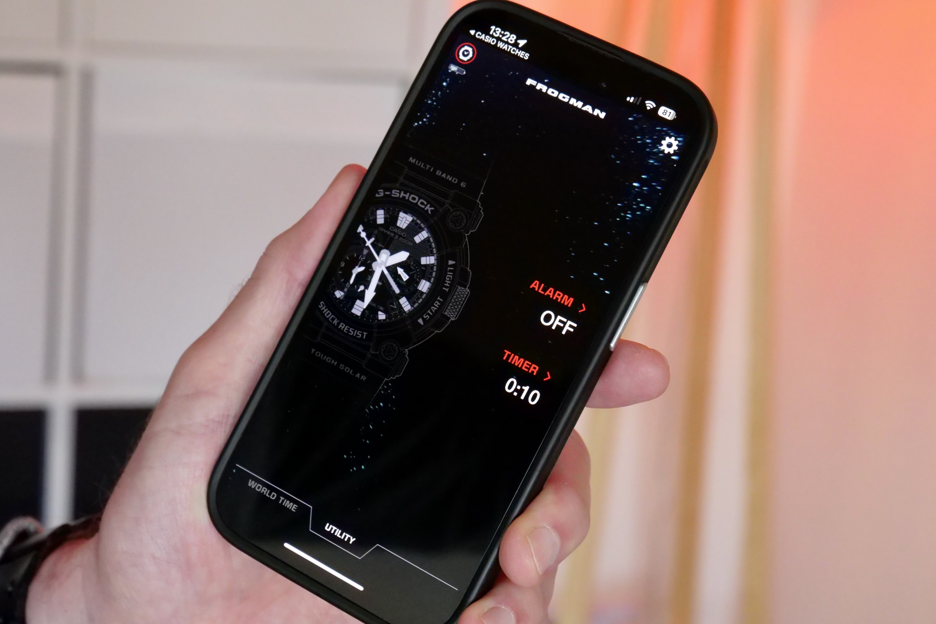 Casio's G-Shock Connected app for the G-Shock Poison Dart Frog Frogman watch.