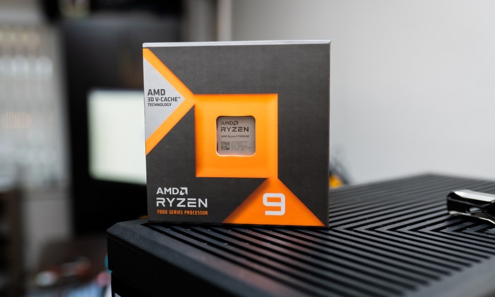 AMD's Ryzen 9 7950X3D sitting in the box.