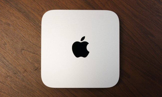 A top-down view of the Mac Mini.