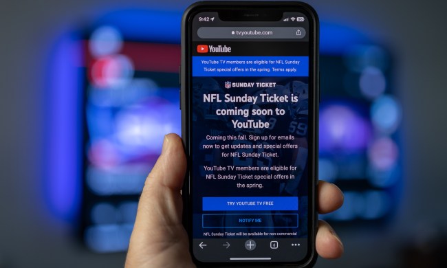 NFL Sunday Ticket info for YouTube TV as seen on a phone.