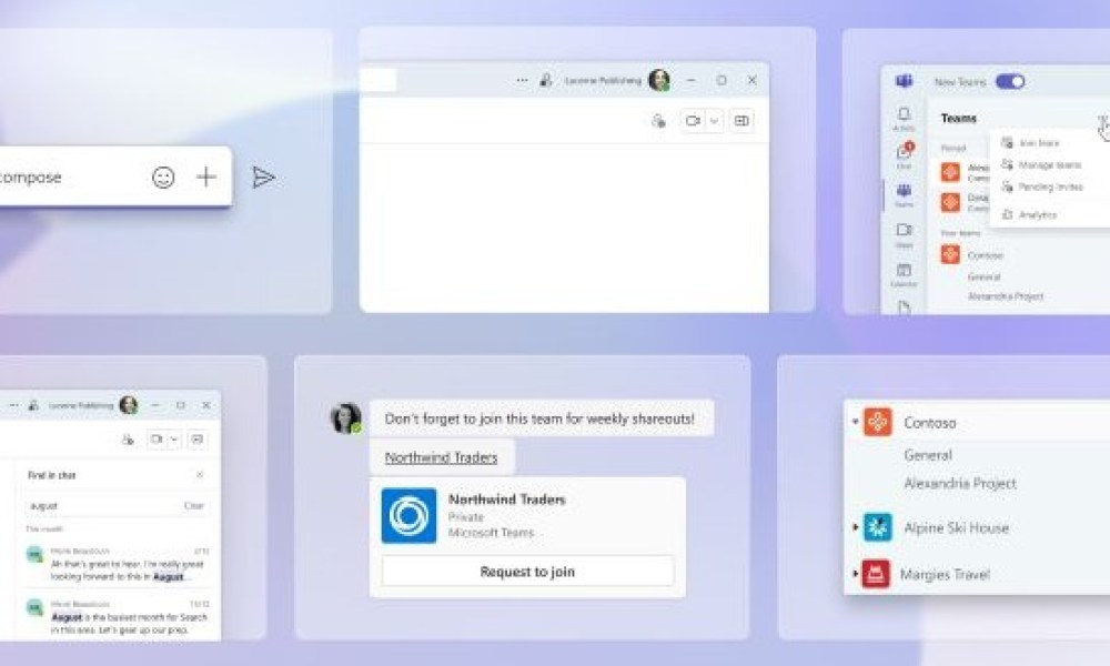 Several Microsoft Teams windows and features opened simultaneously.