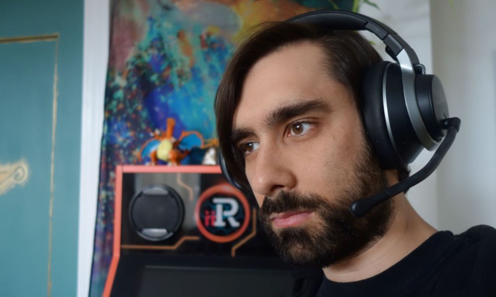 A Turtle Beach Stealth Pro headset is worn by a man.