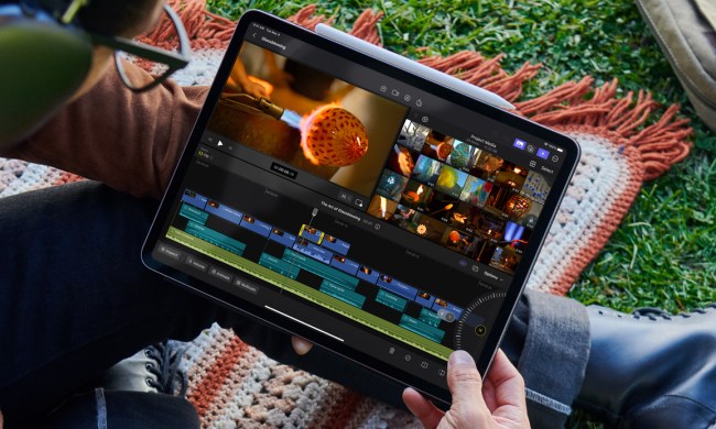 Someone using Final Cut Pro on an iPad.