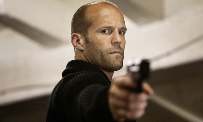 Shaw points a gun in The Fate of the Furious.