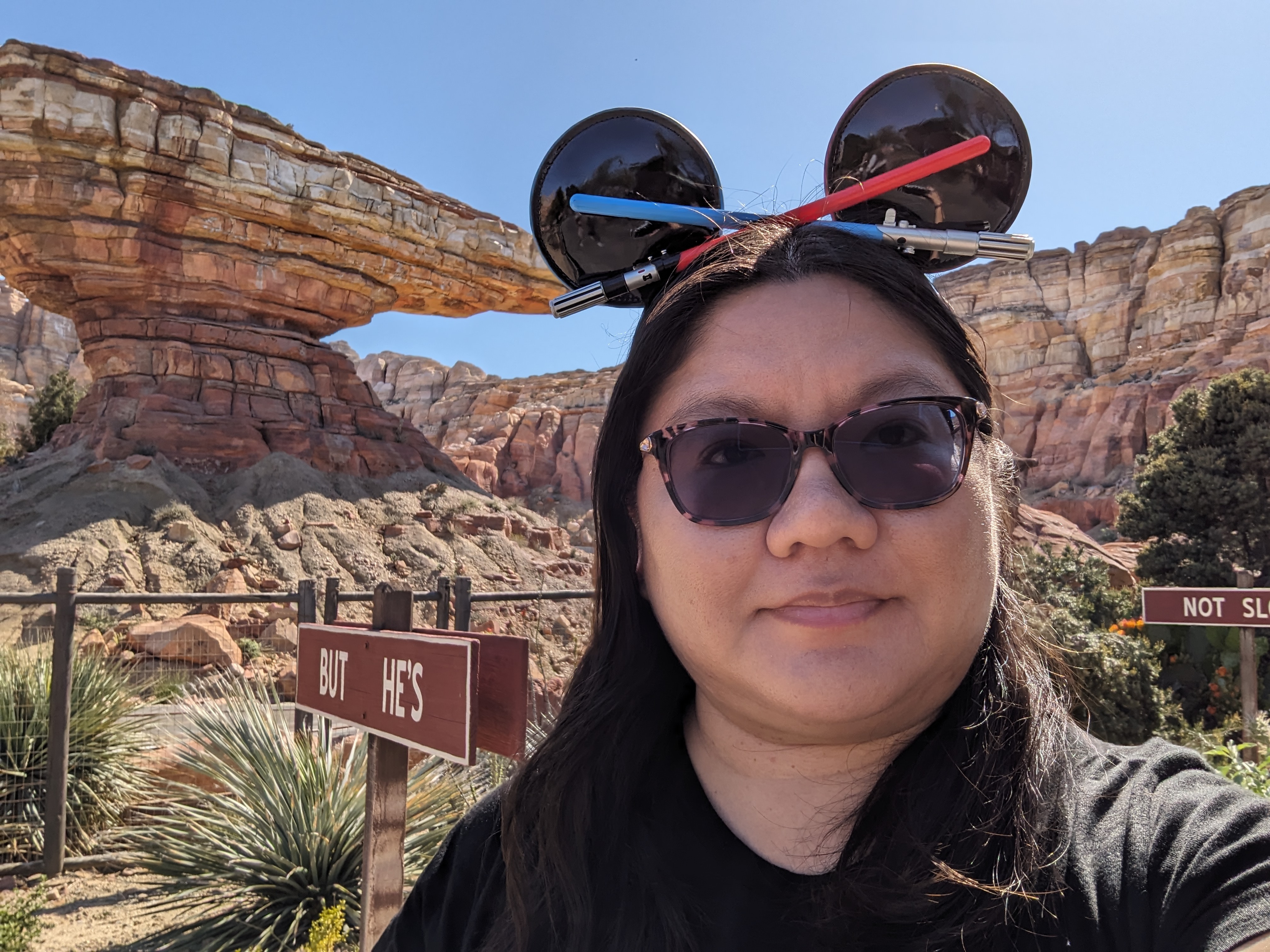 Selfie taken at Cars Land at DCA with Google Pixel 7a