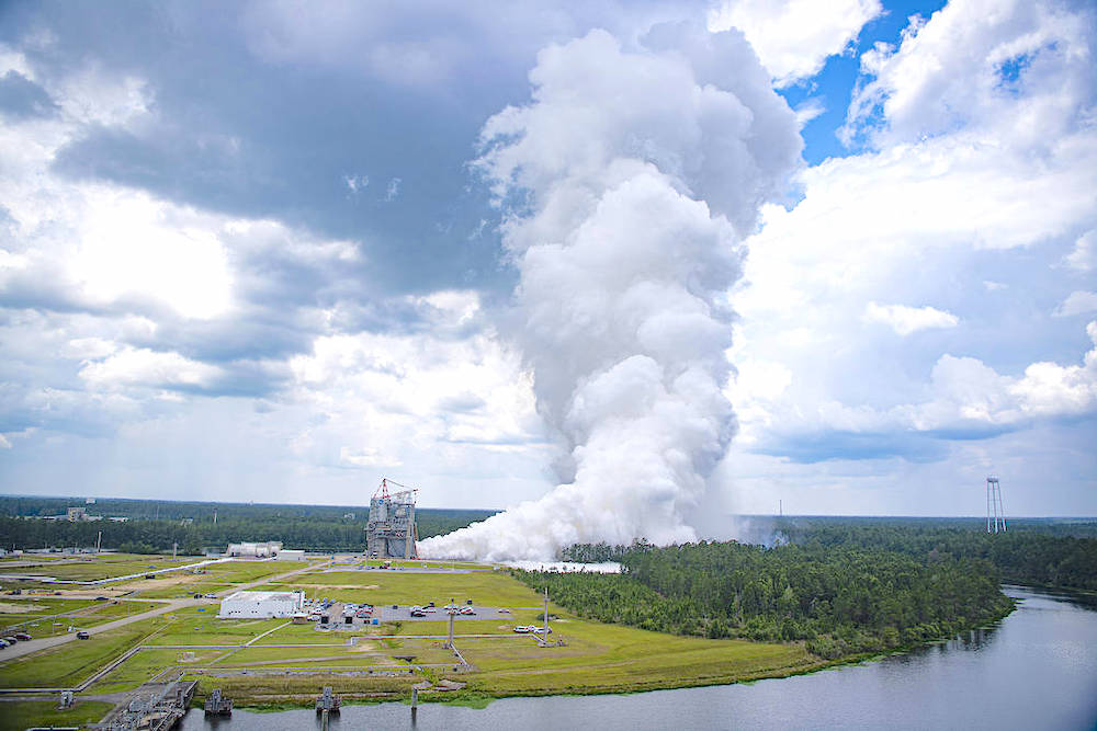 NASA tests the SLS rocket's new RS-25 engines for the Artemis V mission.